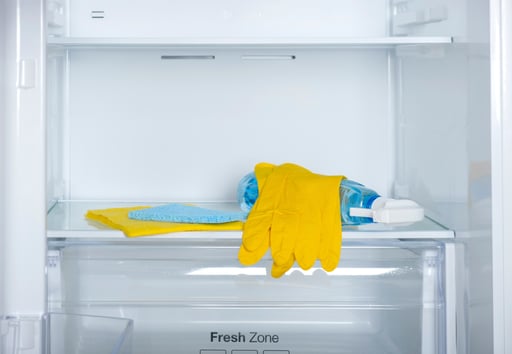 detergent-yellow-rubber-protective-glove-blue-sponge-washes-cleans-refrigerator-shelves